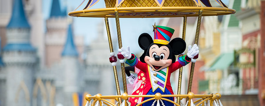 Mickey Mouse at the Festival of Fantasy Parade in Magic Kingdom