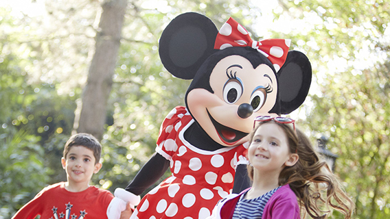 Young guests with Minnie Mouse at Disneyland Paris