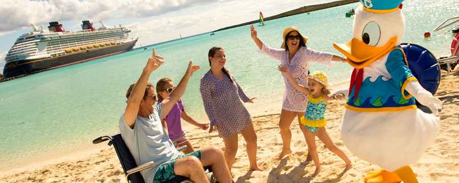 Family and Donald Duck on Castaway Cay