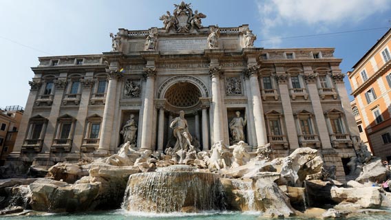 The impressive Trevi Fountain in Rome, Italy
