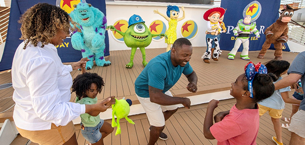 Family enjoying pixar day at sea