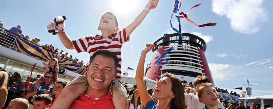 Family on deck onboard Disney Magic