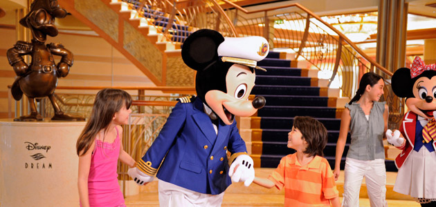 Young guests with Mickey onboard Disney Dream.