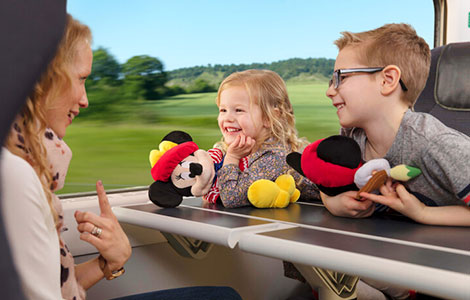 Family travelling on the Eurostar in Standard Class
