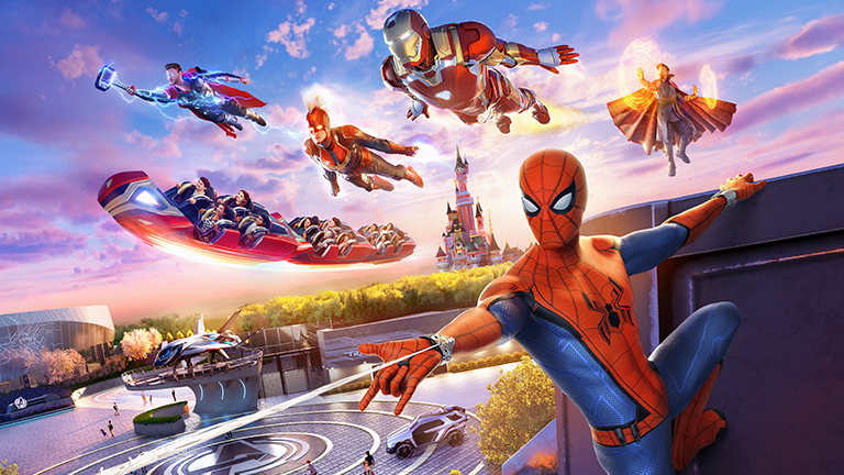 Super Heroes in Marvel Avengers Campus at Disney Adventure World