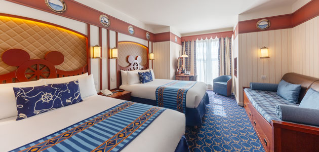 Nautically themed rooms and suites at Disney Newport Bay Club