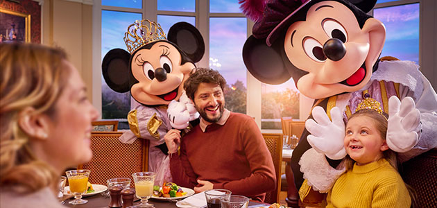 Join Mickey, Minnie and their friends dressed in their regal best for a gourmet buffet at Royal Banquet.