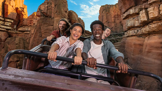 Guests scream with joy as they ride Big Thunder Mountain