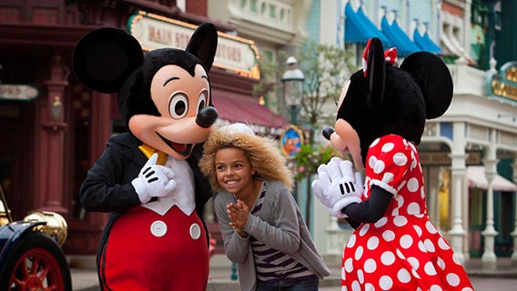 Have fun with Minnie and Mickey Mouse on Main Street, U.S.A.