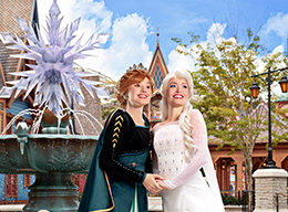 Elsa and Anna gathering for their royal encounters in World of Frozen