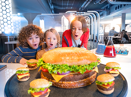 Young Guests enjoying the variety of food at Pym Kitchen in Marvel Avengers Campus