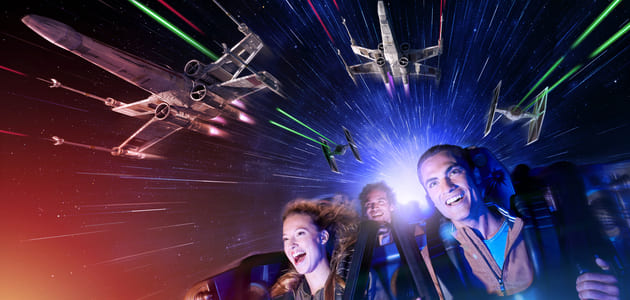 Feel the force on Star Wars: Hyperspace Mountain.