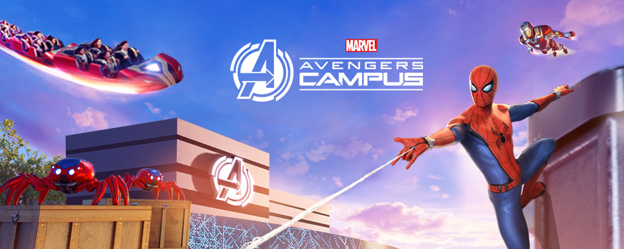 Superheroes at Marvel Avengers Campus.