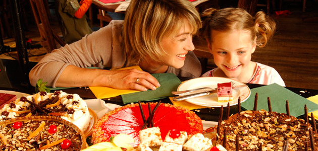The restaurants offer a variety of dishes, including sweet treats