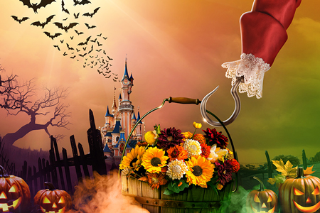 Captain Hook preparing for Disney Halloween Festival