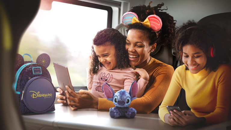 Family taking the Eurostar to Disneyland Paris