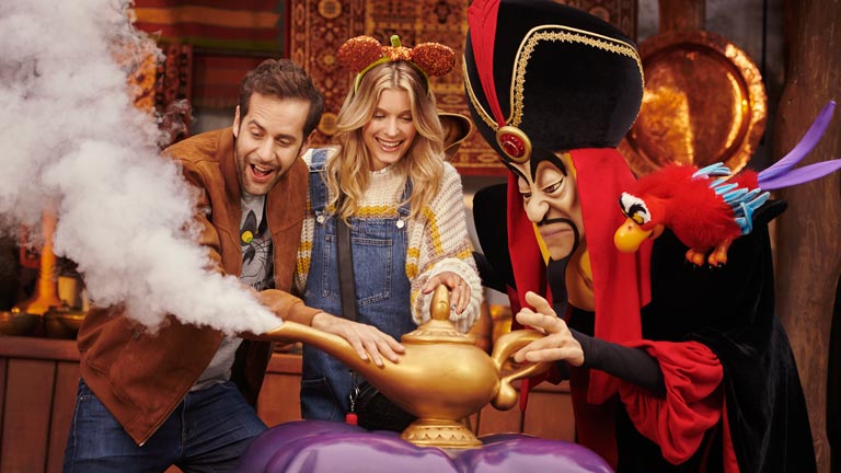 Guests meet Jafar from Aladdin at Disneyland Paris Halloween Festival