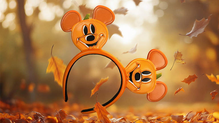 Halloween ears souvenir, displayed among autumnal leaves