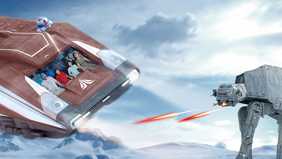 Journey to a galaxy far, far away in the new Star Tours: The Adventures Continue.