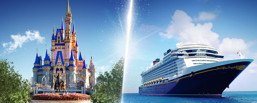 Cinderella castle and Disney ship