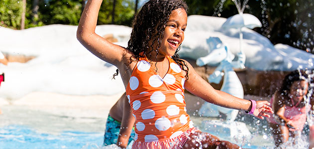 TYoung girl at Tike's Peak at Disney's Blizzard Beach.