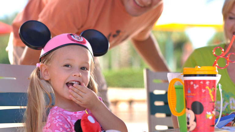 Family with snacks at Disney's Caribbean Beach Resort