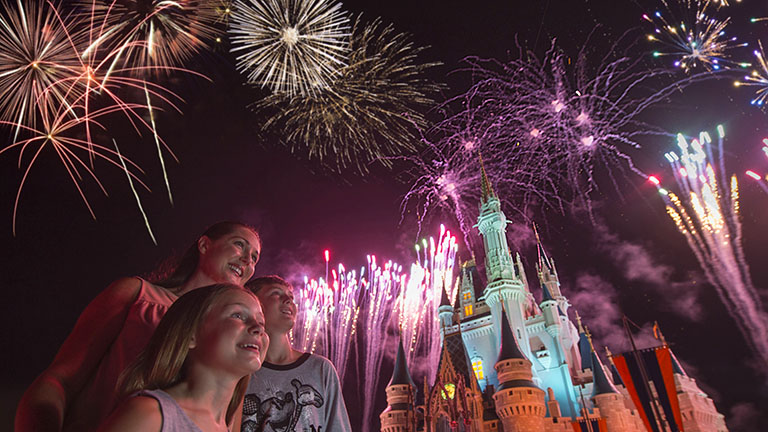 Spectacular fireworks display at Magic Kingdom