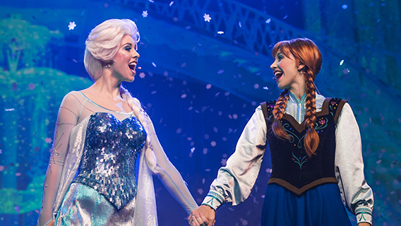 Anna and Elsa in For the First Time in Forever: A Frozen Sing-Along Celebration at Disney's Hollywood Studios