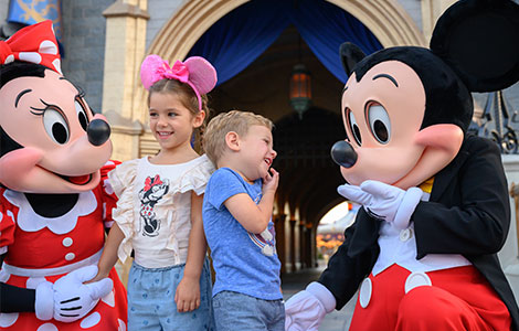 Young guests meet mickey and minnie cinderella castle