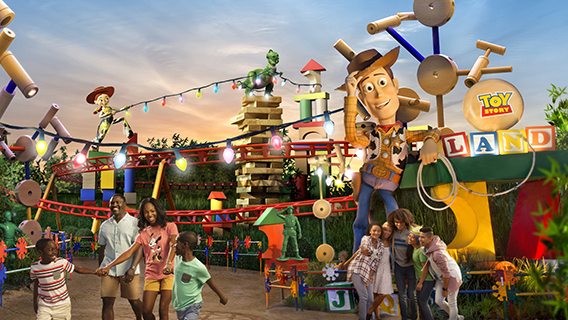 Families enjoying Toy Story Land in Disney's Hollywood Studios