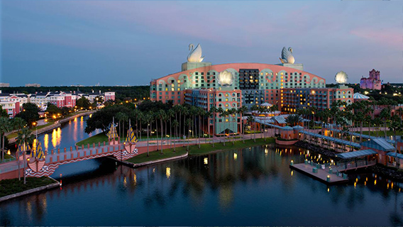 The exterior of Walt Disney World Swan Hotel