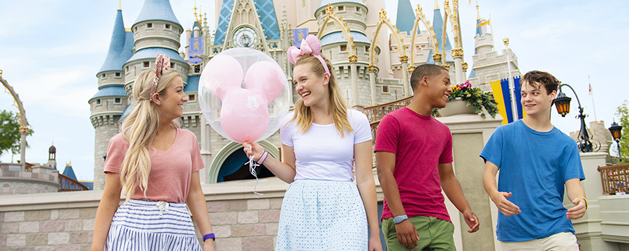 Teenagers at Cinderella Castle in Magic Kingdom