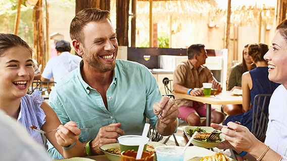 Family dining at Satu'li Canteen in Pandora World of Avatar at Animal Kingdom Park