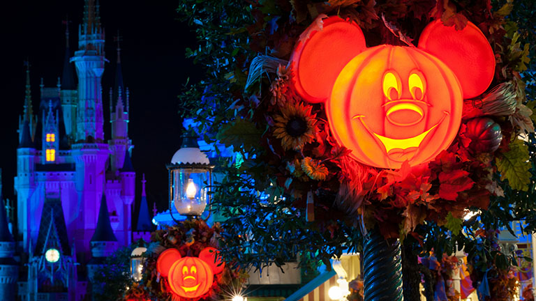 Halloween decorations on Main Street in Magic Kingdom