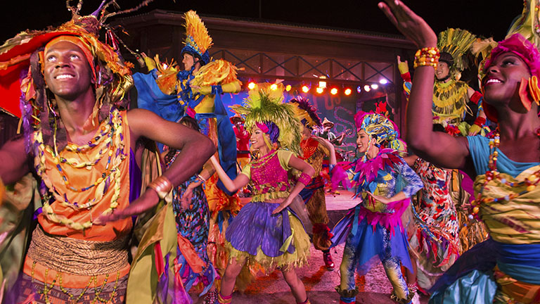 Street performers in Carnivale at Animal Kingdom Theme Park