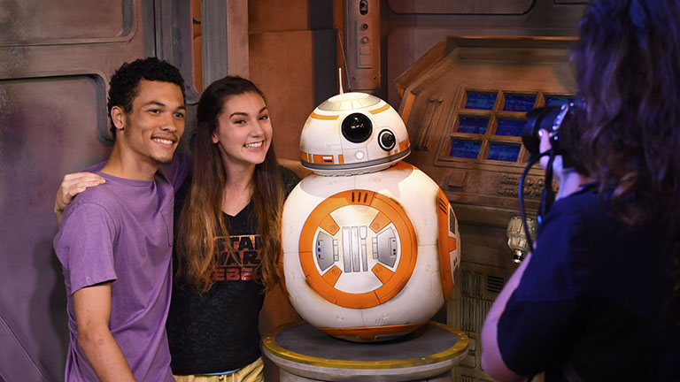 Couple with BB8 at Star Wars Launch Bay at Disney's Hollywood Studios