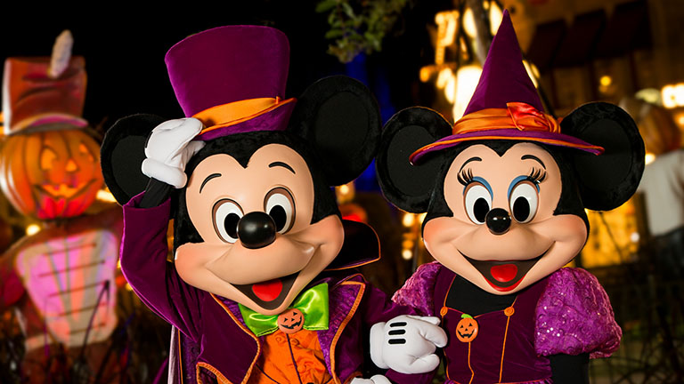 Mickey and Minnie Mouse in Mickey's Boo to You Halloween parade at Magic Kingdom